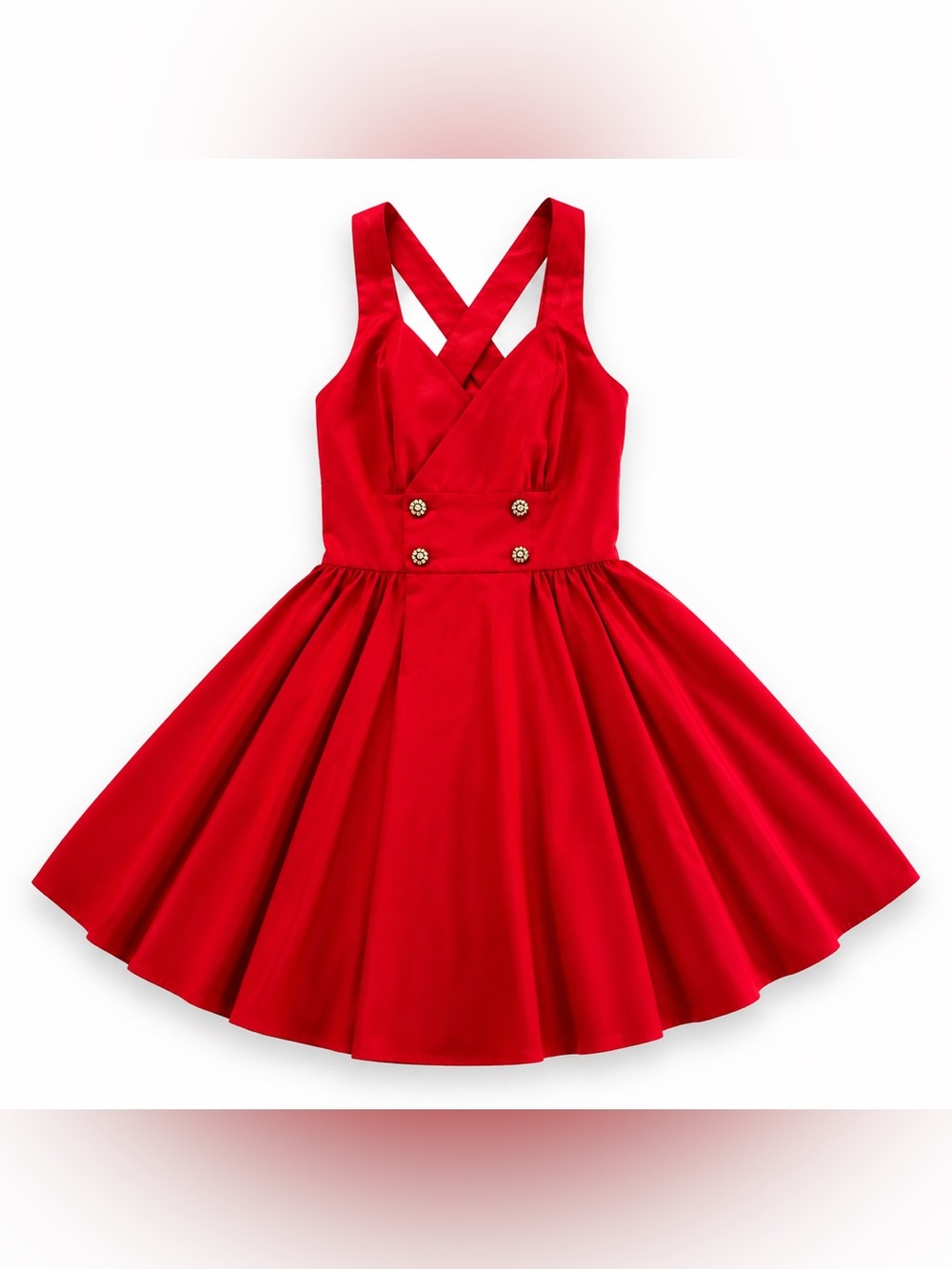 Vintage ILGWU Red Fit & Flare Cocktail Dress Size 10 Fits Medium